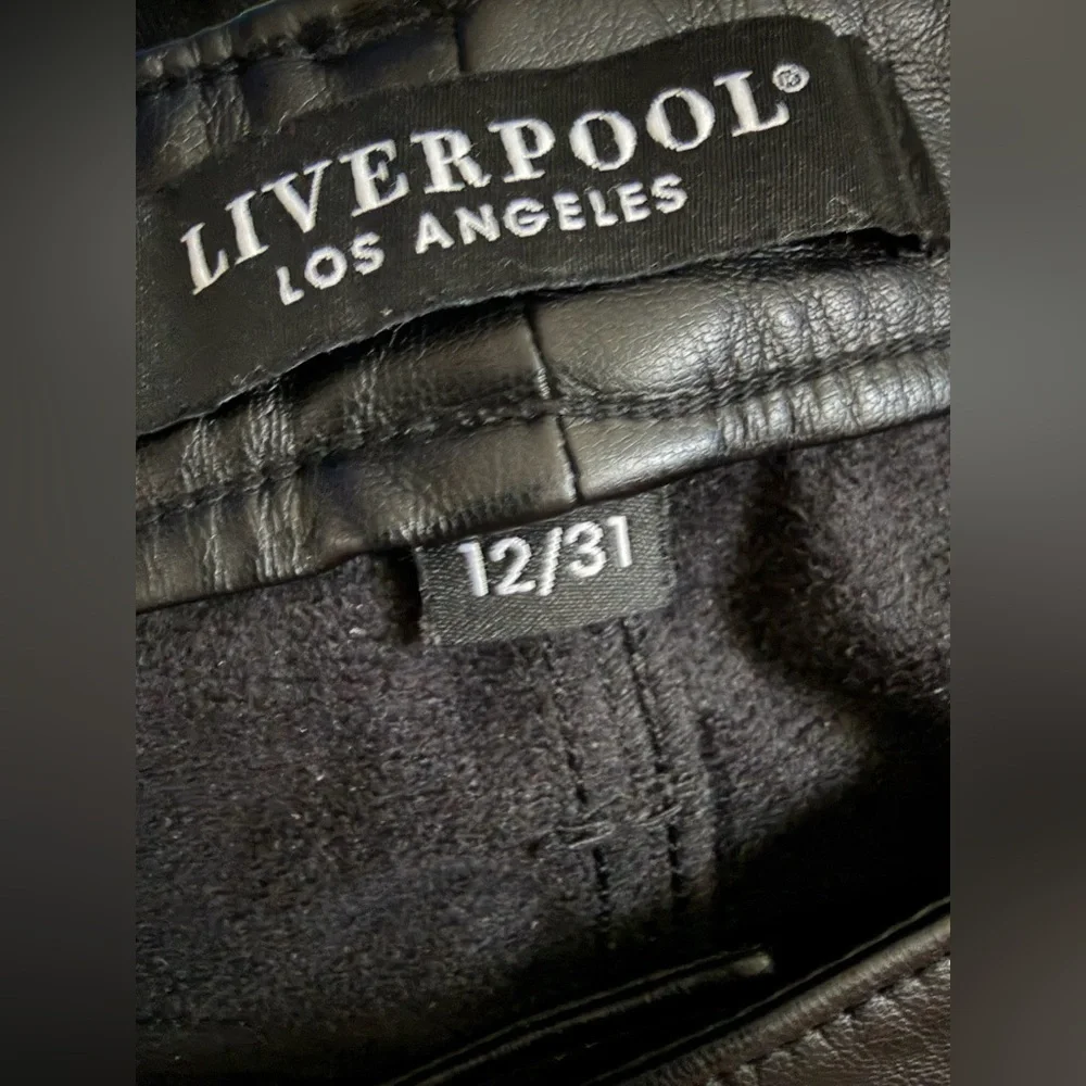 Liverpool Black Faux Leather Wide Leg Pants